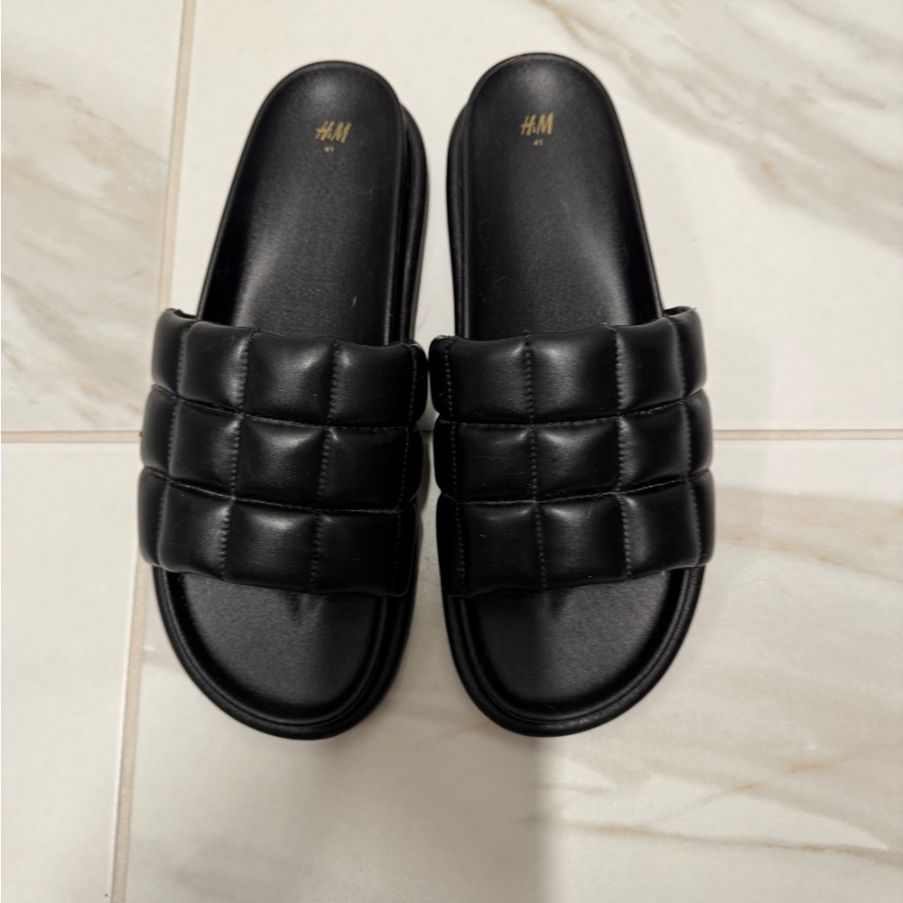 H&M Black Padded Slide Sandals
